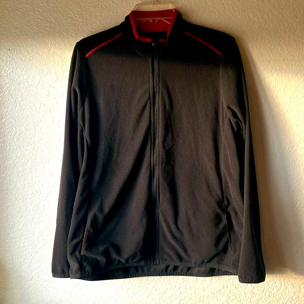 Antigua Black w. Red Zip Up Sweatshirt Jacket women's XL